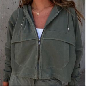 Olive Green Zip-Up Hoodie
